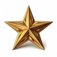 Golden 3D Star Isolated on White Background - Symbol of Excellence, Achievement, and Luxury