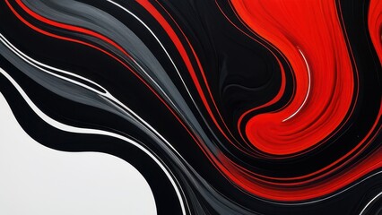 Bold and dynamic abstract background featuring flowing black and vibrant red waves. Ideal for modern design projects, tech presentations, or artistic displays