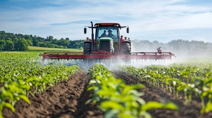 Fototapeta premium Farm fields benefiting from hydrogen-enhanced fertilizers, promoting soil health and crop growth