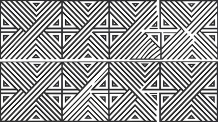 Black and white geometric seamless pattern with line.