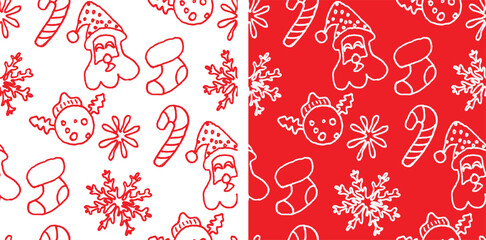 Christmas background pattern. 100% hand drawn vector image.