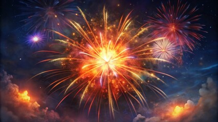 Fireworks in the night sky.