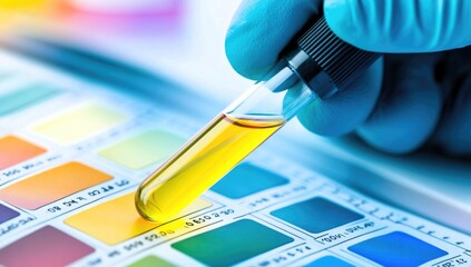 into test tubes filled with colorful substances in a laboratory setting