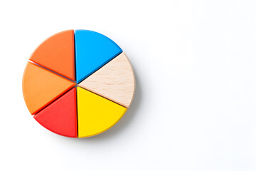 Fototapeta premium Pie chart with segments, isolated on white background
