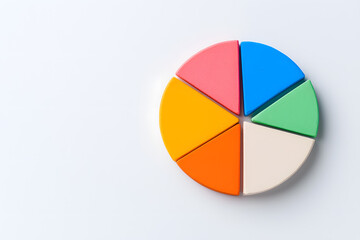 Pie chart with segments, isolated on white background