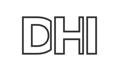 DHI logo design template with strong and modern bold text. Initial based vector logotype featuring simple and minimal typography. Trendy company identity.