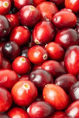 Red cranberries, close-up. Berry background.