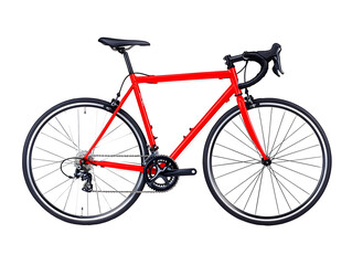 Side view racing bicycle, isolated on white background