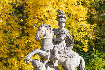 Monument to Jan III Sobieski in Royal Baths Park, Warsaw, Poland. 