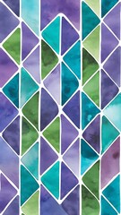 Set of watercolor convex rhombuses on white