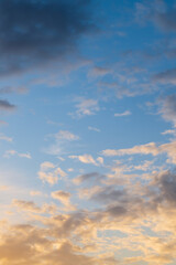 Sunset in the sky. Clouds. Twilight.