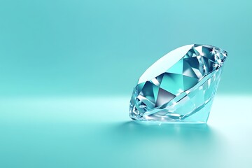 Sparkling Diamond on Blue Background