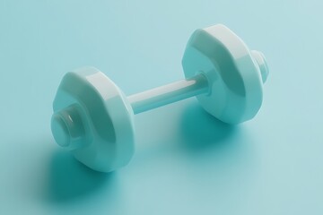 Obraz premium Blue Dumbbell on a Blue Background