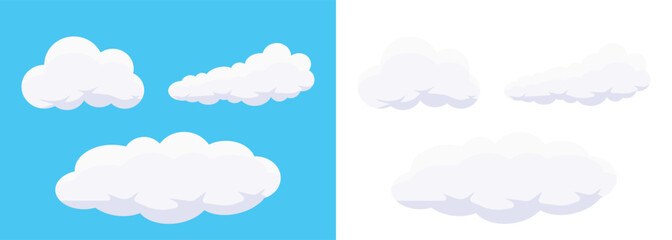 simple white cloud set. transparent png and vector illustration.