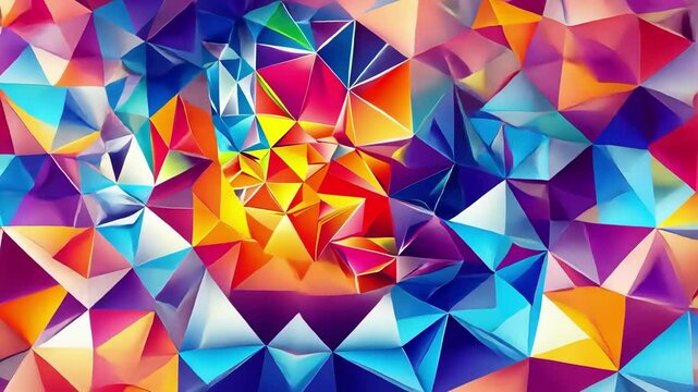Colorful geometric abstract art featuring vibrant triangular patterns