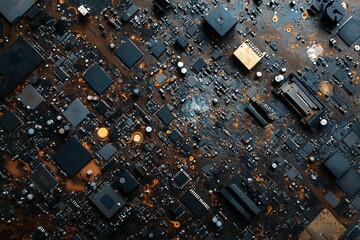 Close-up of a Circuit Board with Intricate Electronic Components