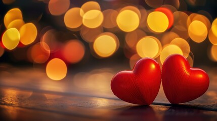 Red Hearts with Bokeh Lights