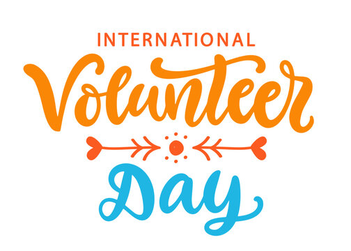 Happy Volunteer Day Banner Hand Written Lettering