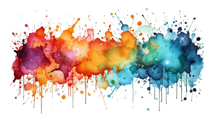 Fototapeta premium Watercolor circular frame made of splashes, isolated on transparent background.