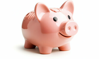 Fototapeta premium Cute pink piggy bank isolated on white background