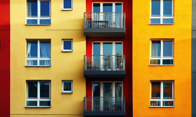 Fototapeta premium Modern apartment building with colorful facades