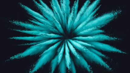 Abstract Turquoise Powder Explosion on Black Background
