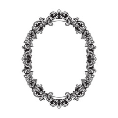 frame with floral ornament engraving vector illustration art