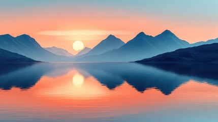 Mountain silhouettes mirrored in a tranquil lake, evoking serenity and the beauty of nature's reflections.