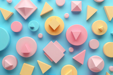 3D geometric shapes in pastel colors with negative space, perfect for banners, social media backgrounds, website headers, presentations, or digital ads