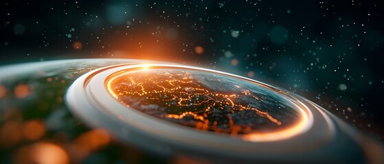 Holographic interface showcasing real time encryption of a global network