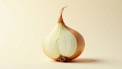 Elegant Portrait of a Layered Onion Bulb on Soft Background