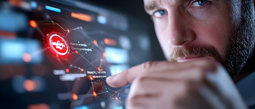 Futuristic cybersecurity interface with real time monitoring of encrypted network traffic glowing secure connections and advanced threat detection capabilities for digital safety and protection