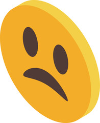 3d illustration of a sad yellow emoji conveying disappointment and sadness