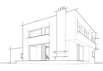 house building sketch architecture 3d illustration