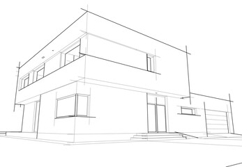 house building sketch architecture 3d illustration