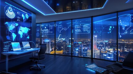 Futuristic Office with a City View