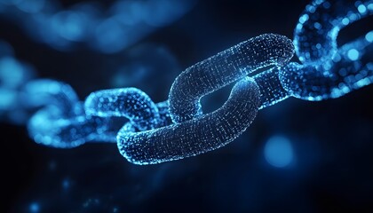 Abstract Digital Chain Composed of Glowing Blue Particles