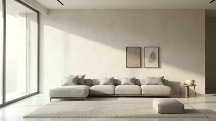 Serene and Sophisticated Living Space with Captivating Artwork