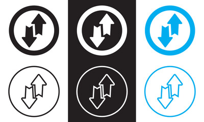 Sort icon. Simple arrow sort button for web and mobile . Outline and Filled Vector Sign. isolated on white and black background. Vector illustration. EPS 10      