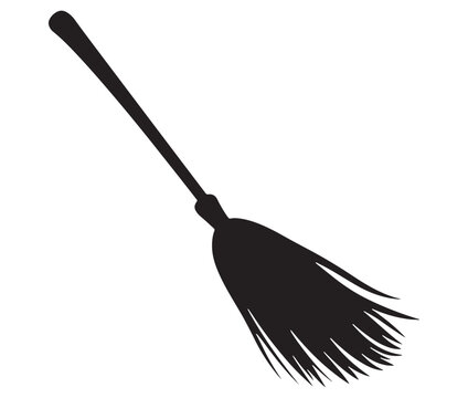 recommend clip art: Silhouette of a broom, Black and white broom, Broom isolated on white background. 