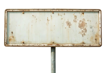 Vintage metal sign with distressed finish isolated with transparent background