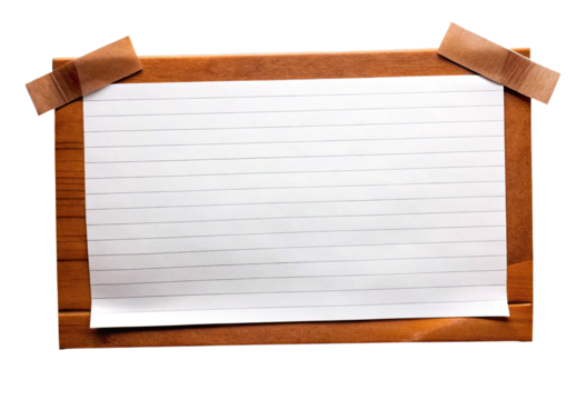 Blank lined notecard with tape isolated with transparent background