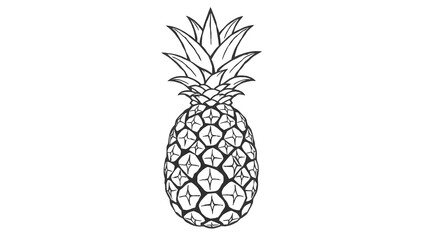 Fototapeta premium Pineapple outline illustration. Generative AI