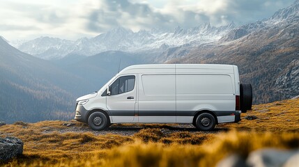 Rocky Mountain Road Trip:Vintage Campervan Adventure,Minimalist Travel.Concept of minimalist travel, road trip, adventure, scenic landscape, vintage aesthetics, sustainable touris
