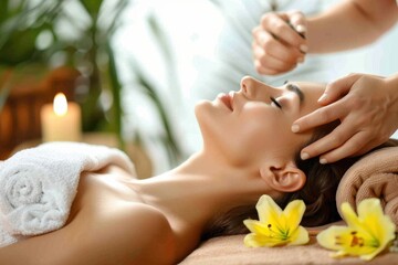Serene Spa Experience with Relaxing Facial Treatment. Traditional and Alternative Health Care Month