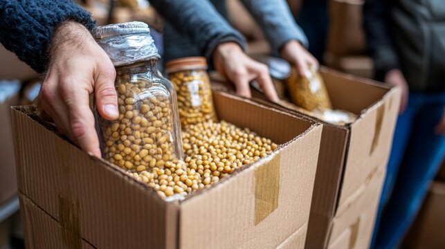 Volunteers Serving Food at a Community Event.Concept of food security, community service, humanitarian aid, charity, social responsibility, volunteerism, and poverty alleviation.