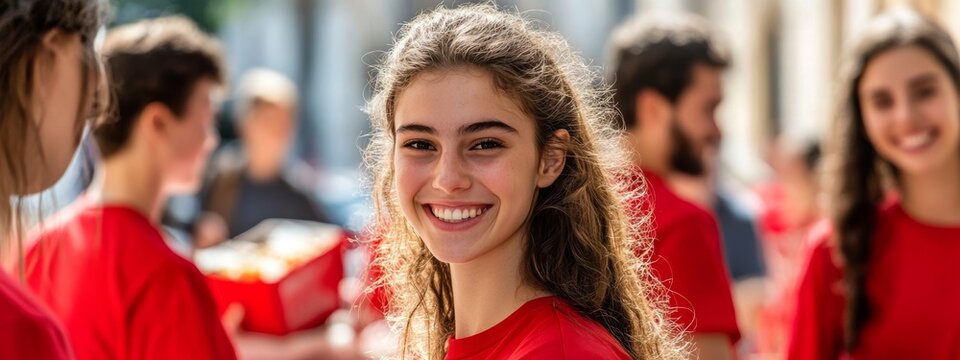 Volunteers Serving Food at a Community Event.Concept of food security, community service, humanitarian aid, charity, social responsibility, volunteerism, and poverty alleviation.