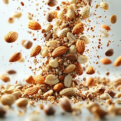 Fototapeta premium Celebrate World Vegan Month with a vibrant arrangement of nuts. Ideal for health-focused content, recipes, blogs, and promotional materials for vegan products.