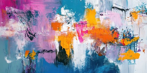 Abstract colorful acrylic paint strokes.