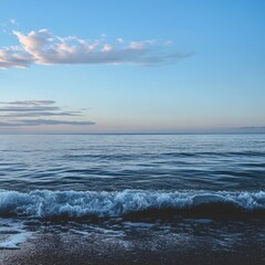 Tranquil Seascape, Ocean Waves, Blue Sky, Horizon, Evening, Nature, Serenity, Calm, Peaceful
